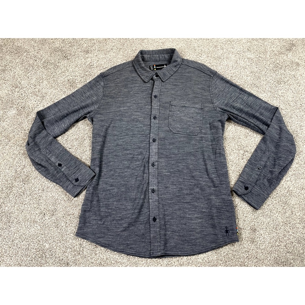 Smartwool Shirt Mens Medium Gray Button Down Merino Wool Classic Casual Quality